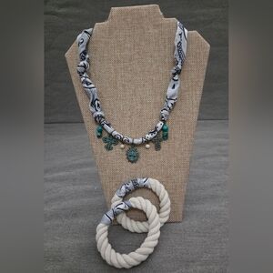 Elegant Gray and Turquoise Necklace Set